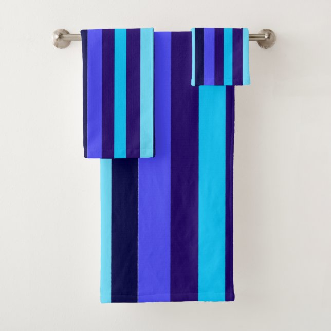 Blue Multi Tone Stripes  Bath Towel Set (Insitu)