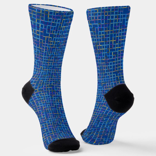 Blue & Multicolored - Casual Irregular Pattern   Socks (Angled)