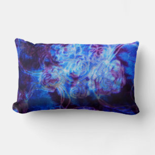 Blue multicolored tie dye lumbar cushion