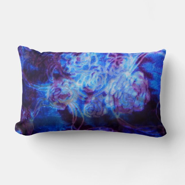 Blue multicolored tie dye lumbar cushion (Front)