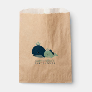 Blue Mum and Baby Whales Baby Shower Favour Bag