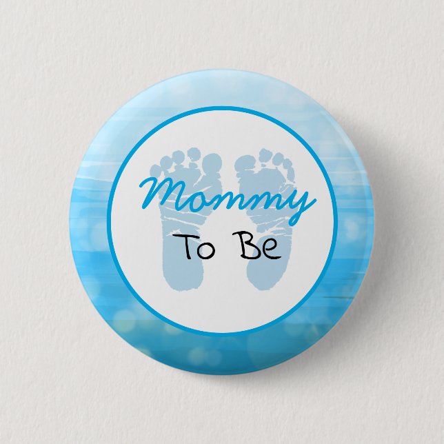 Blue Mum to Be Baby Shower 6 Cm Round Badge (Front)