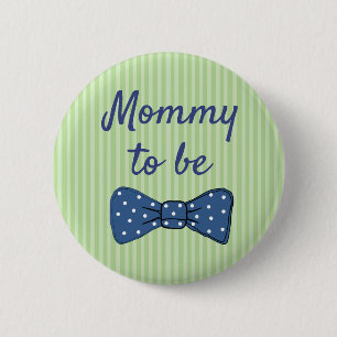 Blue Mum to be Bow Tie Baby Shower Button