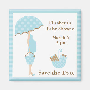 Blue Mum to be with Umbrella Magnet