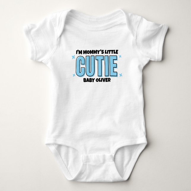 Blue Mummy Little Cutie Personalised  Baby Bodysuit (Front)