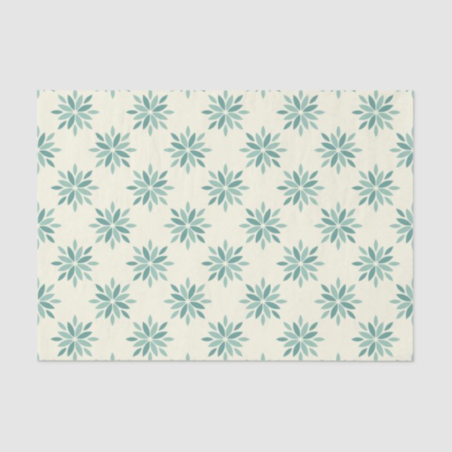 Blue Mums Floral Pattern Tissue Paper (Front)