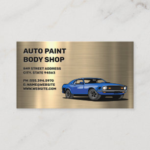 Blue Muscle Car   Metallic Background Business Card