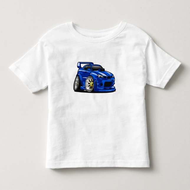 Blue muscle car speed cartoon - Choose back color Toddler T-Shirt (Front)