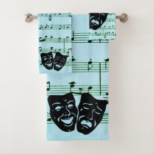 Blue Music Art Unites Theatre Masks  Bath Towel Set