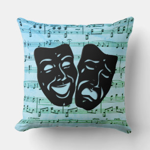 Blue Music Art Unites Theatre Masks Cushion