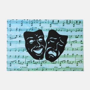 Blue Music Art Unites Theatre Masks Doormat