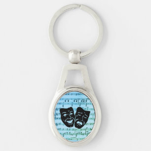 Blue Music Art Unites Theatre Masks  Key Ring