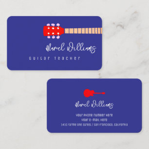 Blue Music Business Card for Guitar Teachers