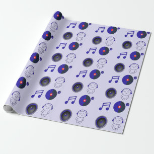 Blue music decorative pattern wrapping paper