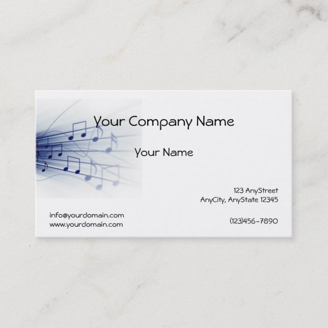Blue Music Explosion on White Background Business Card (Front)
