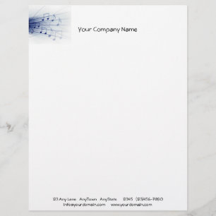 Blue Music Explosion on White Background Personalized Letterhead