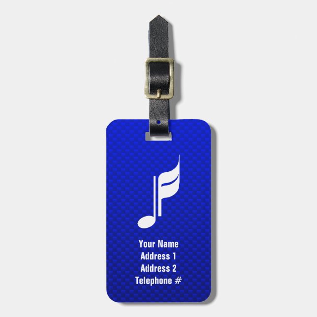 Blue Music Note Luggage Tag (Front Vertical)