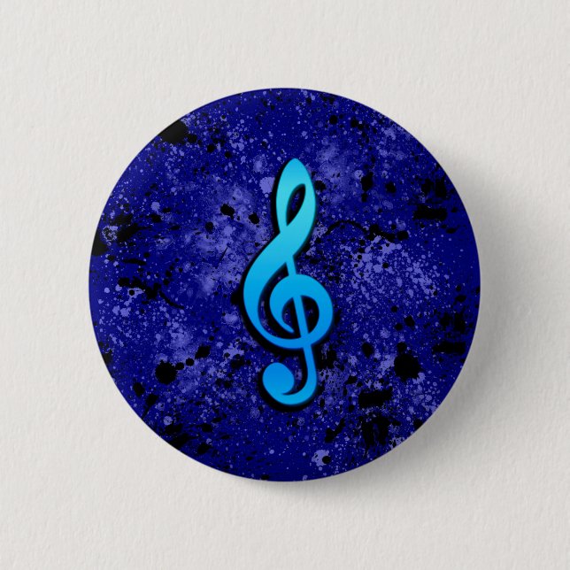 Blue Music Note Symbol - 6 Cm Round Badge (Front)