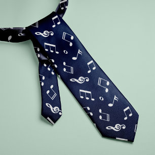 Blue Music Notes Pattern Tie