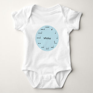 Blue Music Notes Personalised Baby Bodysuit