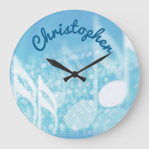 Blue Music Personalised Large Clock