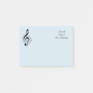 Blue Music Personalised Post it Notes 4x3