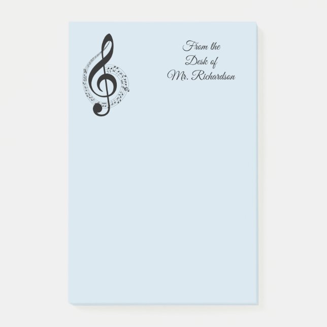 Blue Music Personalised Post it Notes 4x6 (Front)