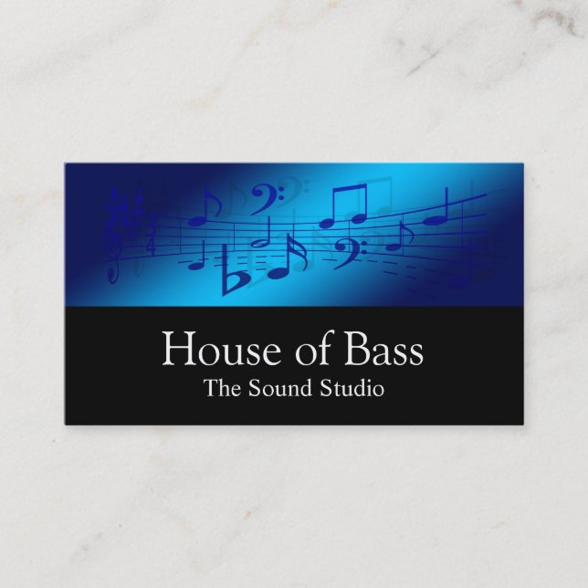 Blue Music Professional Recording Studio Business Card (Front)
