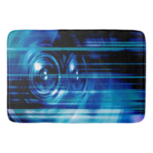 Blue music speakers bath mat