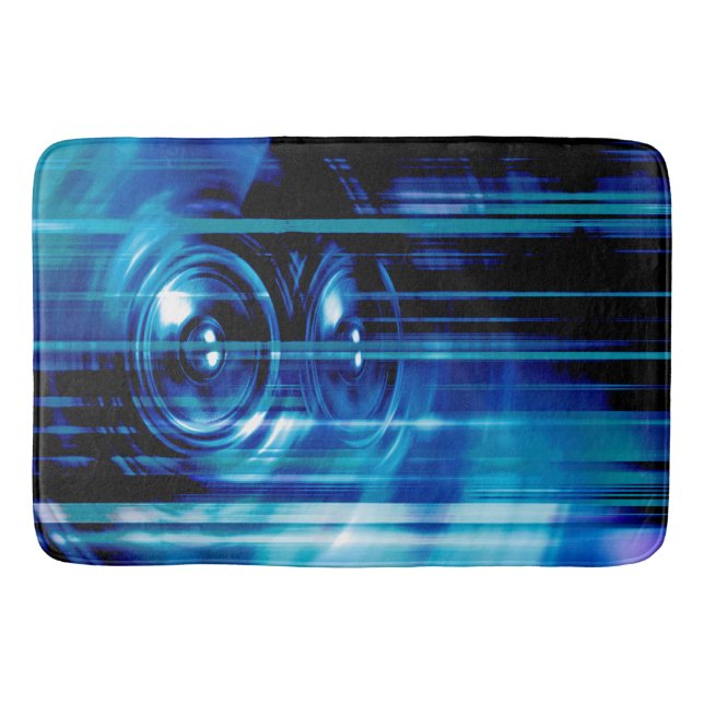 Blue music speakers bath mat (Front)