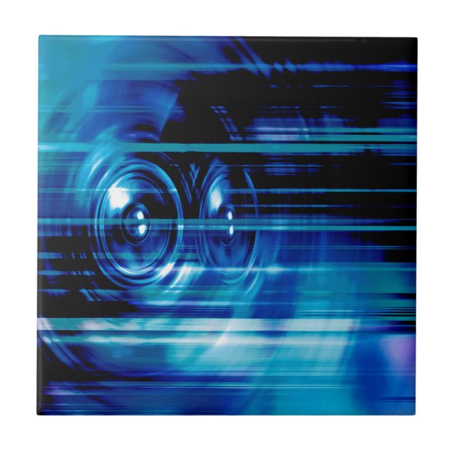 Blue music speakers ceramic tile (Front)