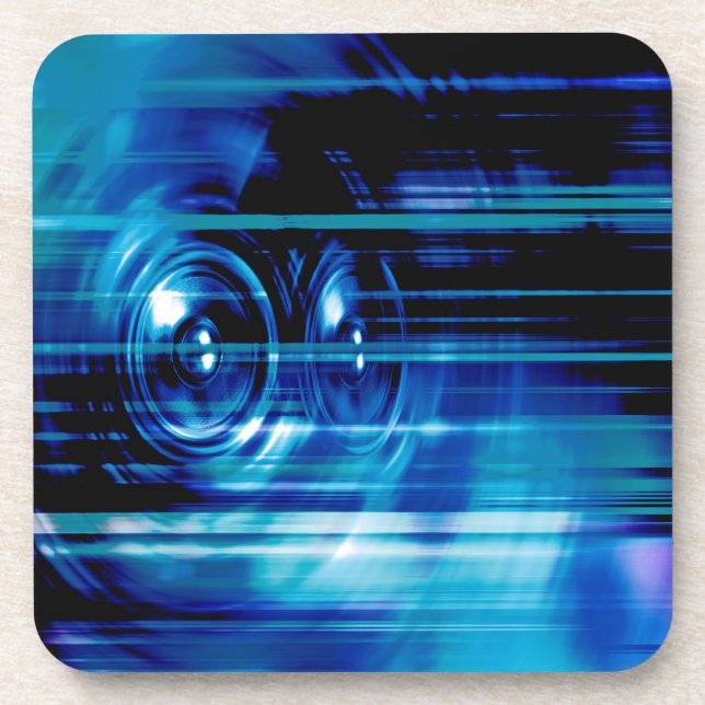 Blue music speakers coaster (Front)