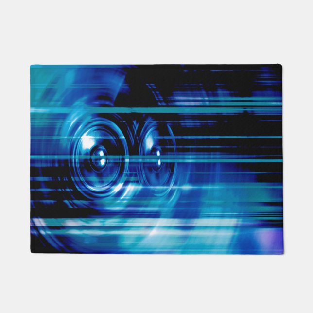 Blue music speakers doormat (Front)
