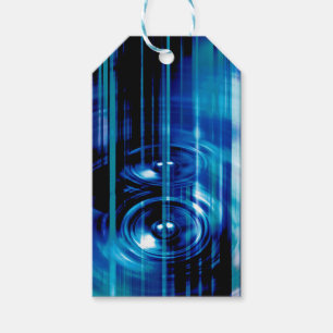Blue music speakers gift tags