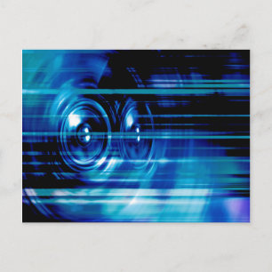 Blue music speakers postcard