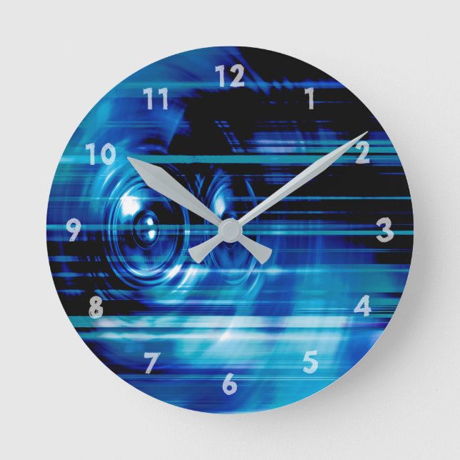 Blue music speakers round clock (Front)