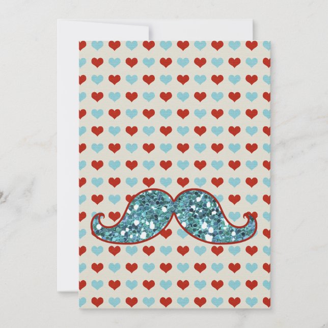 BLUE MUSTACHE AND RED HEARTS GLITTER (Front)