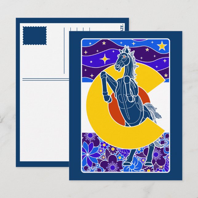 blue mustang of colorado postcard (Front/Back)