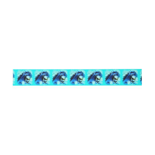 blue mustang stallion pattern invitation belly band