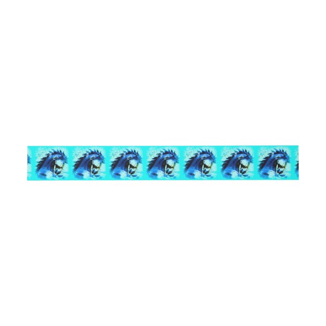 blue mustang stallion pattern invitation belly band (Flat)