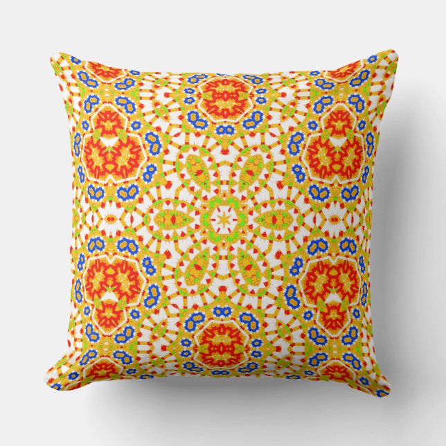 Blue Mustard Orange Outdoor-Indoor M L Cushion (Front)
