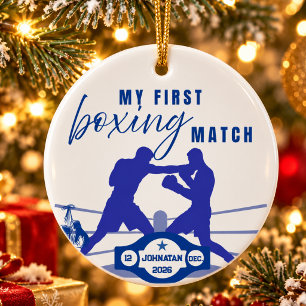 Blue My First Boxing Match Keepsake Ceramic Ornament