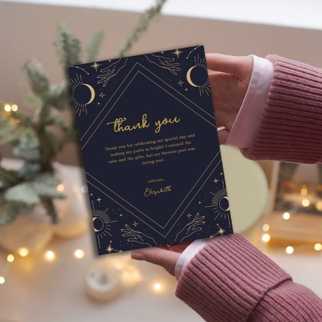 Blue Mystic Horoscope Moon Thank You Card (Blue Mystic Horoscope Moon Thank You Card)