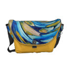 Blue N Gold Abstract Art Rickshaw Messenger Bag