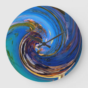 Blue N Green Abstract Peacock Clock