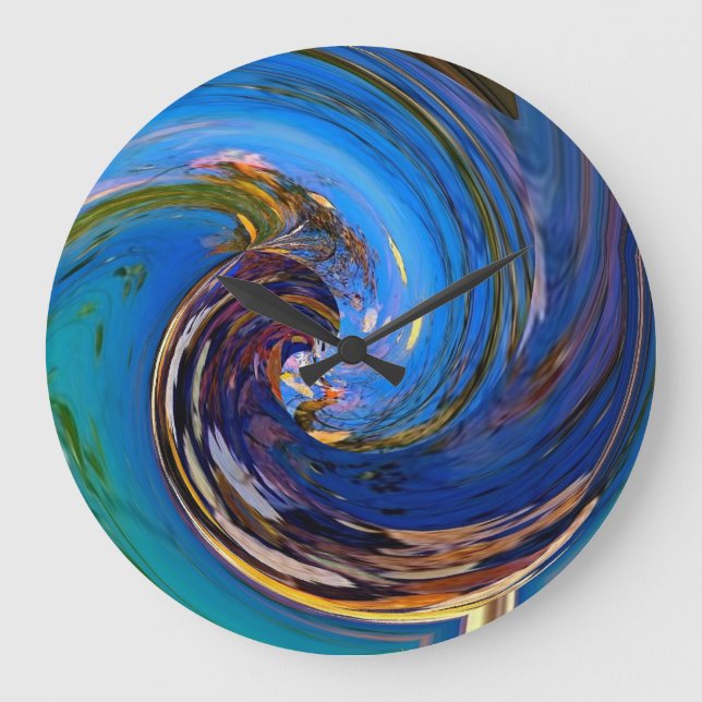Blue N Green Abstract Peacock Clock (Front)