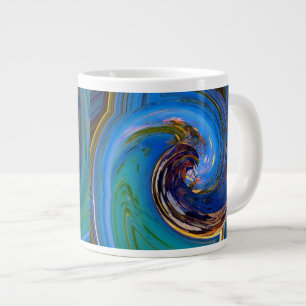 Blue N Green Abstract Peacock JUMBO Mug