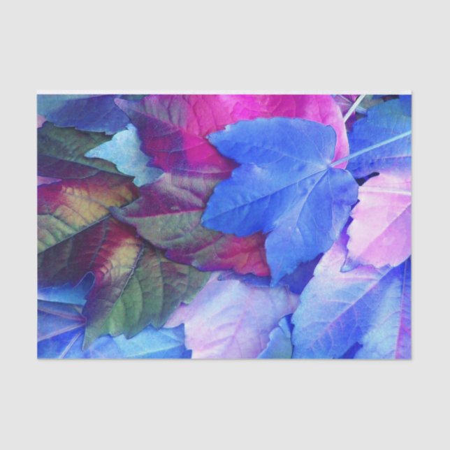 Blue N Pink Leaves Tissue Paper (Front)