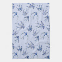 Blue n White Chinoiserie Chic Bird Swallow Mosaic