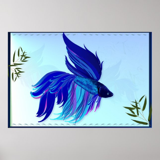 Blue 'n' White Siamese Fighting Fish Posters (Front)